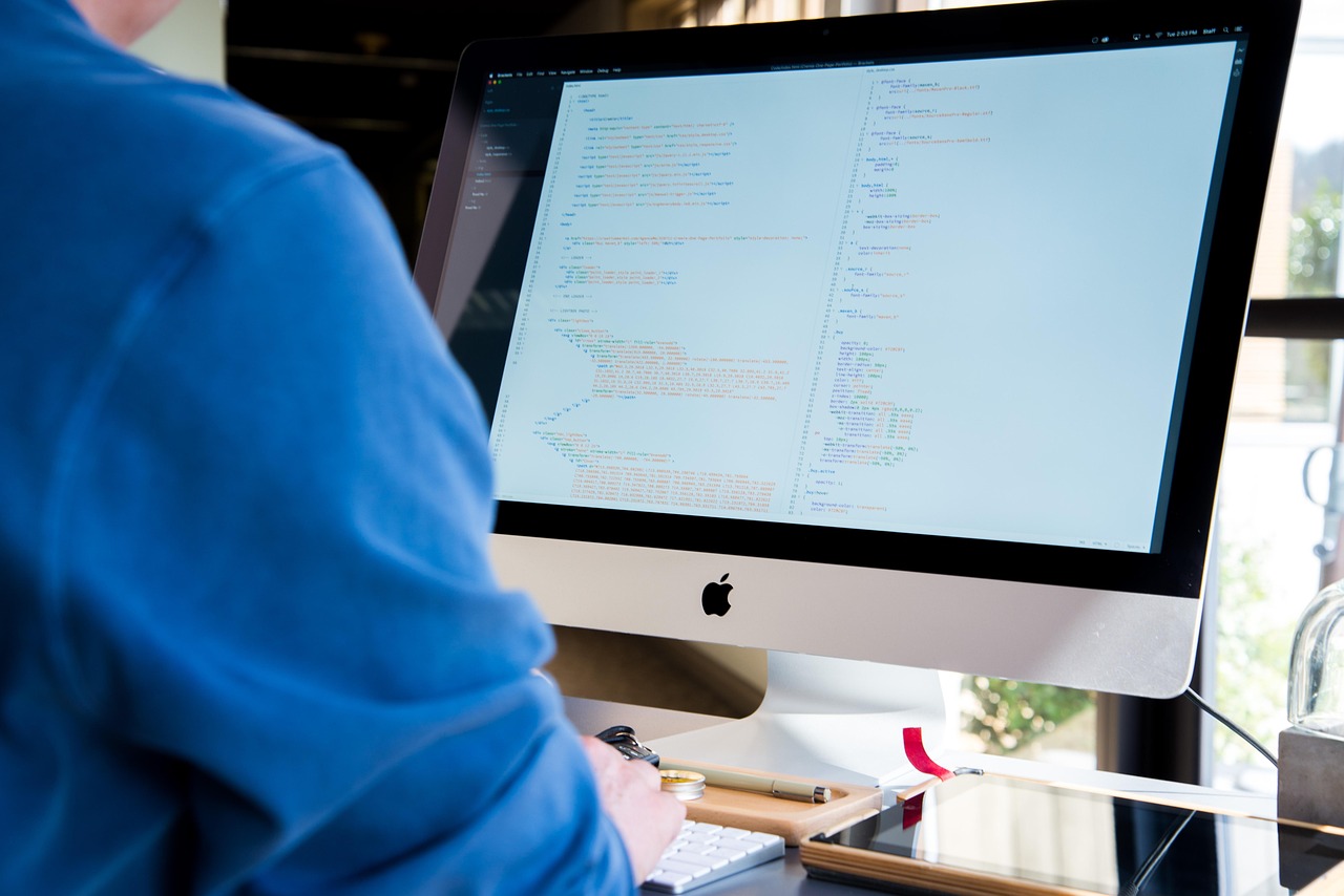 Developer working on website code